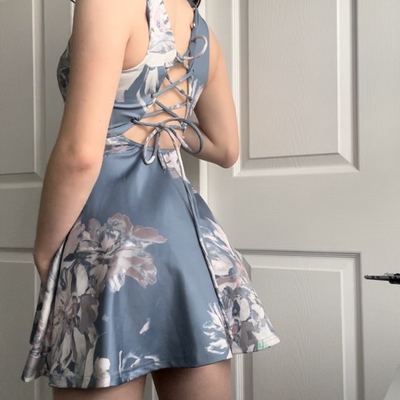 Blue Floral Formal/Homecoming Dress - Picture 2 of 3